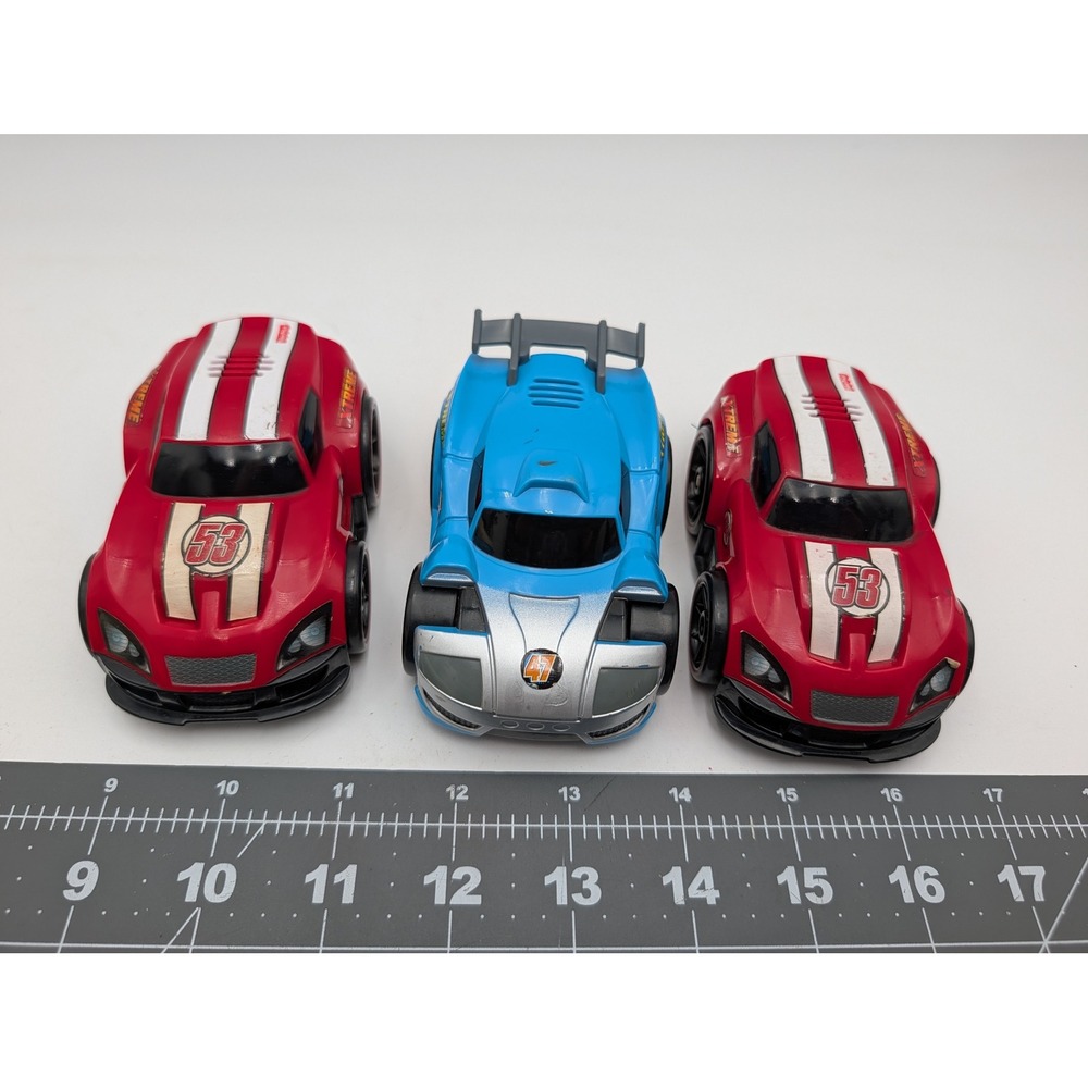 Fisher Price Mattel Cars Red Blue Xtreme Racing Lot of 3 2008 NO Charger‎